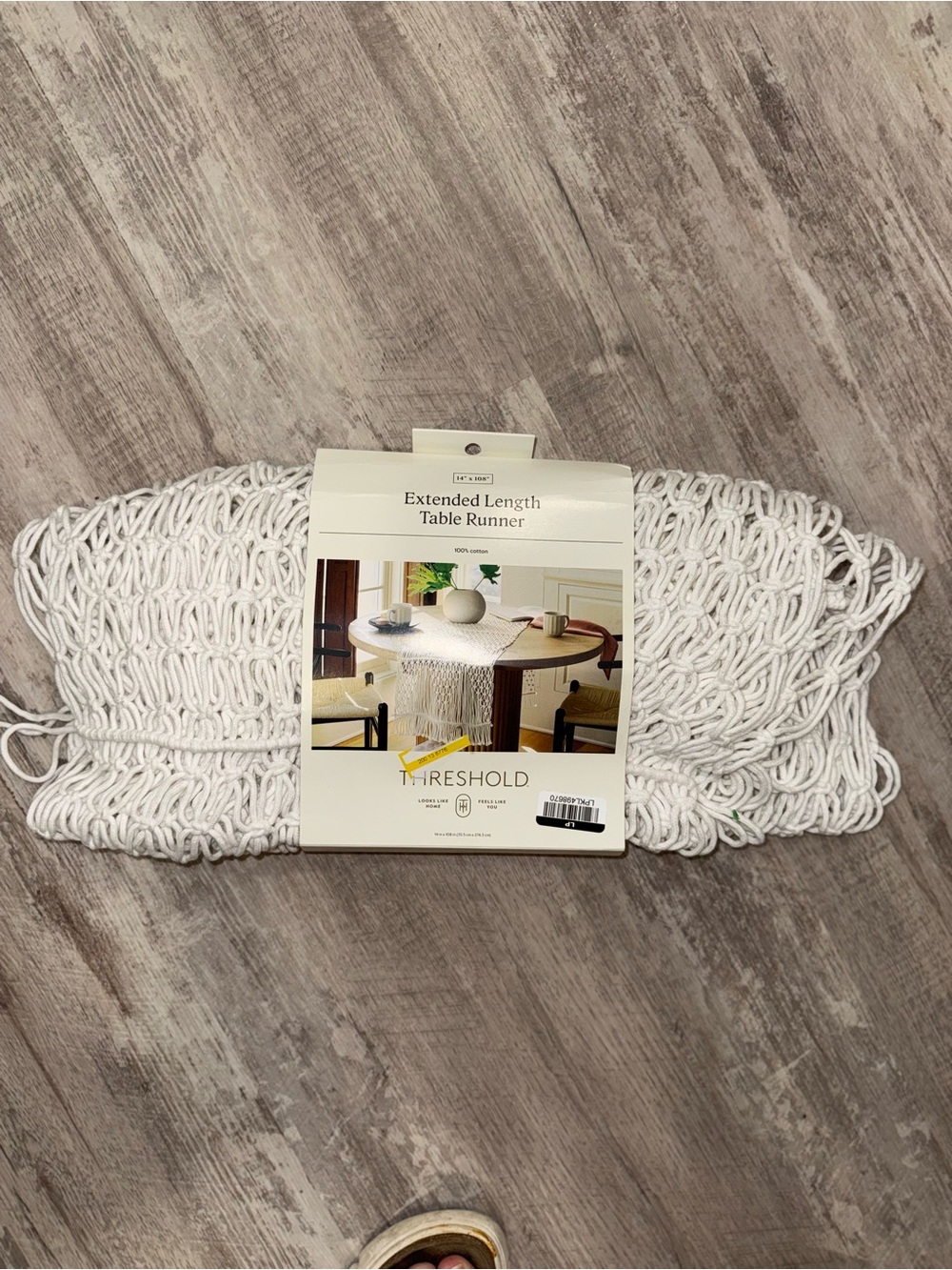 Threshold White Macramé Extended Length Table Runner